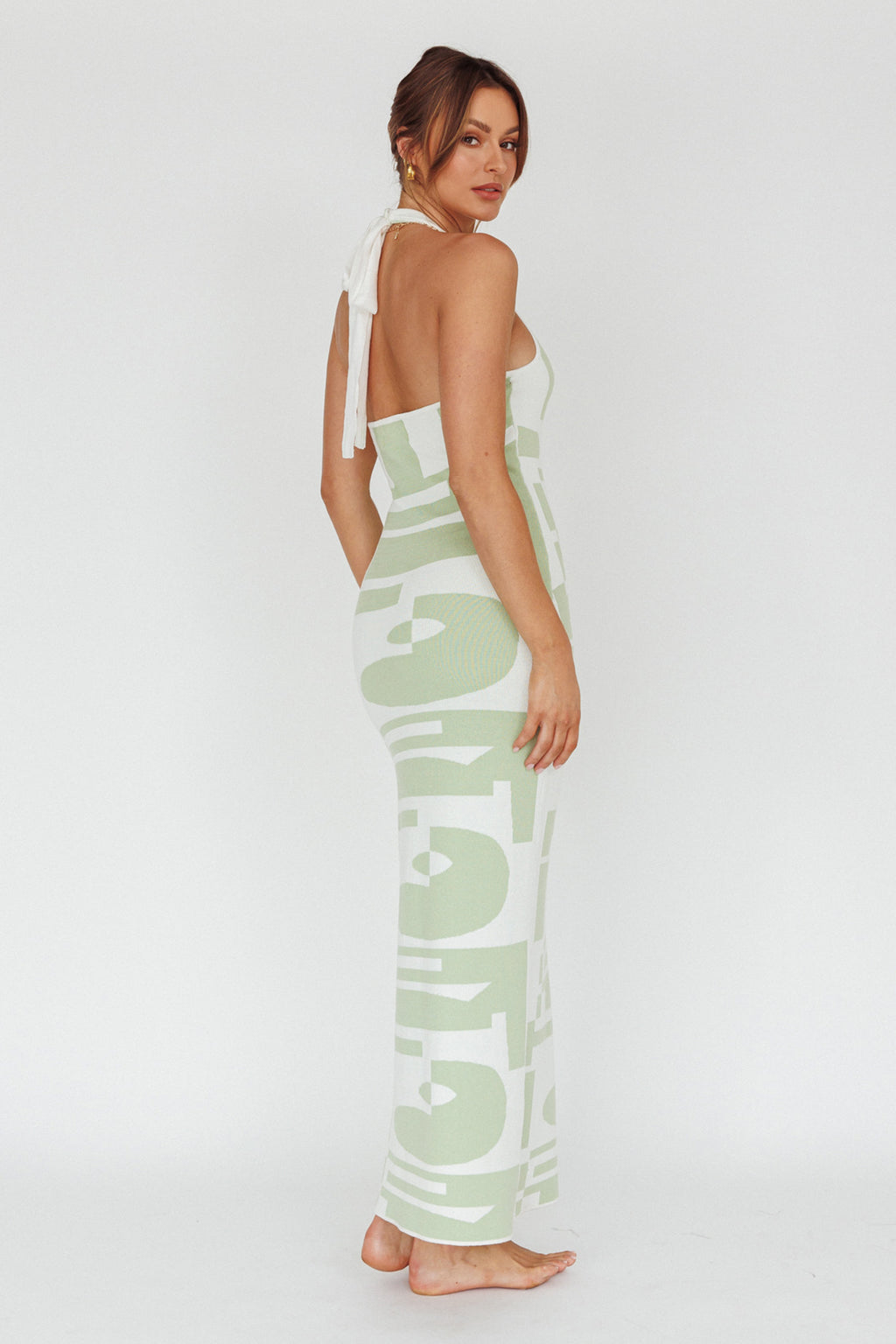 Desert Daze Halterneck Knit Dress Sage by Selfie Leslie