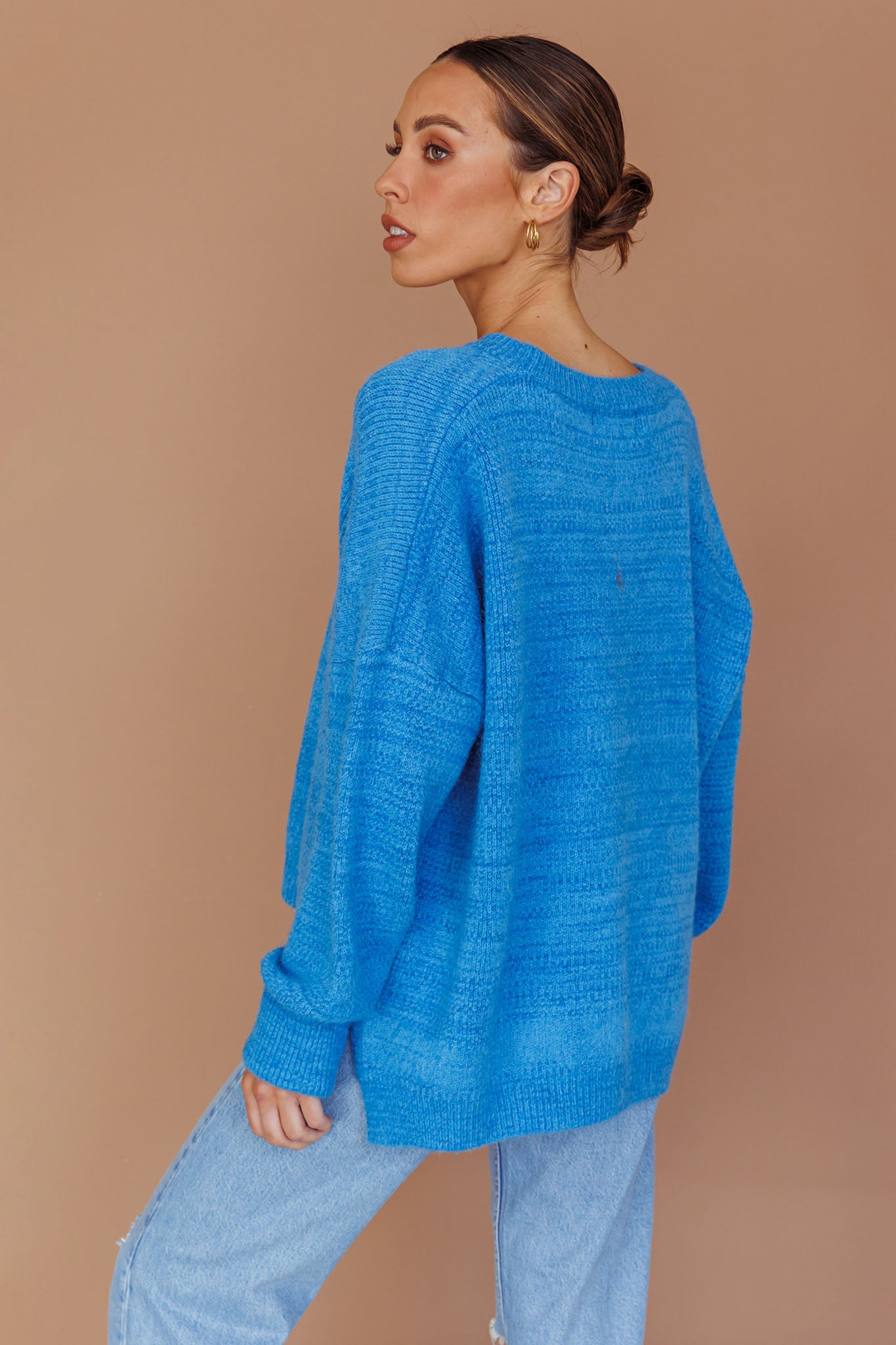 Kayce Dropped Shoulder Knit Sweater Cerulean– Selfie Leslie