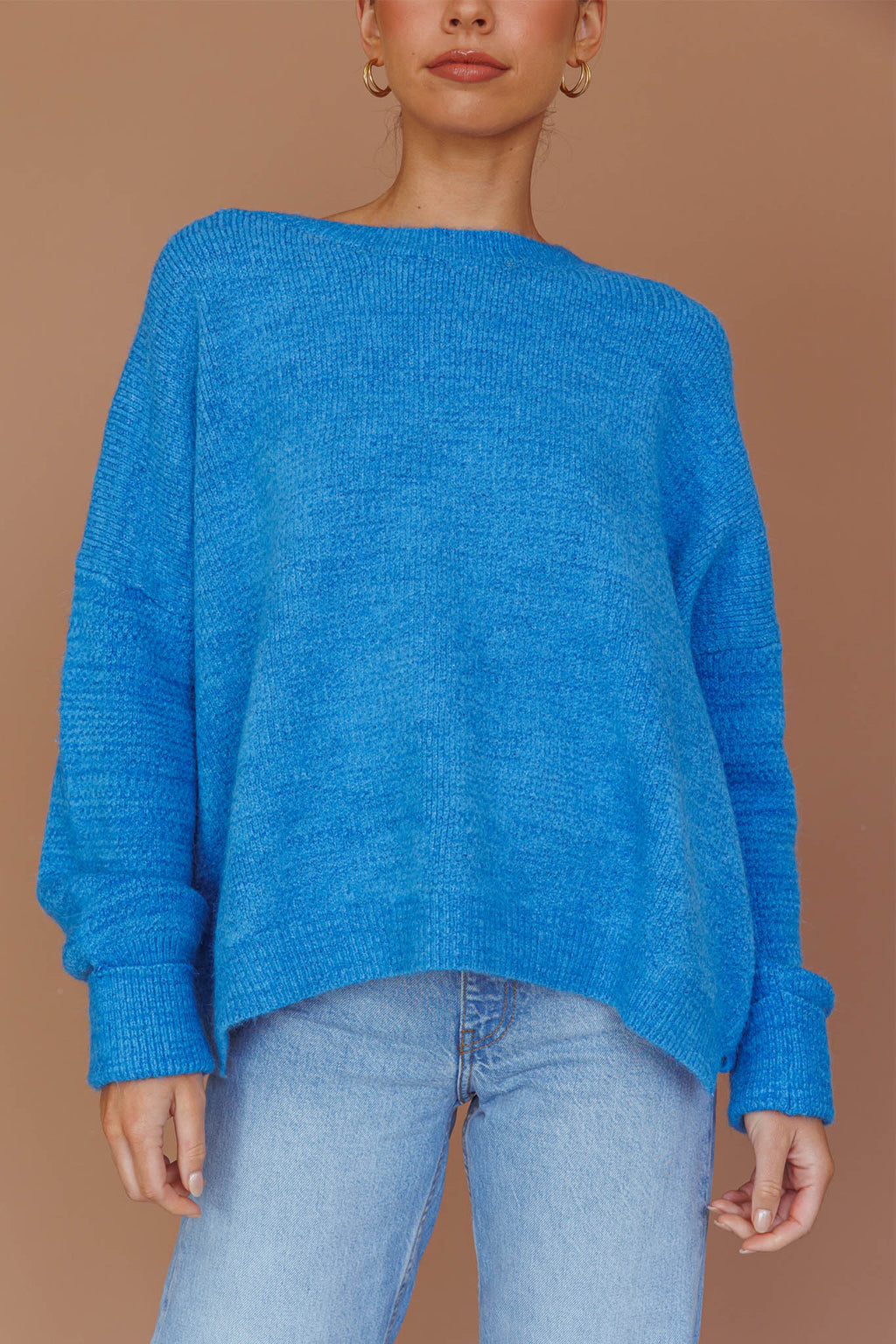 Kayce Dropped Shoulder Knit Sweater Cerulean by Selfie Leslie