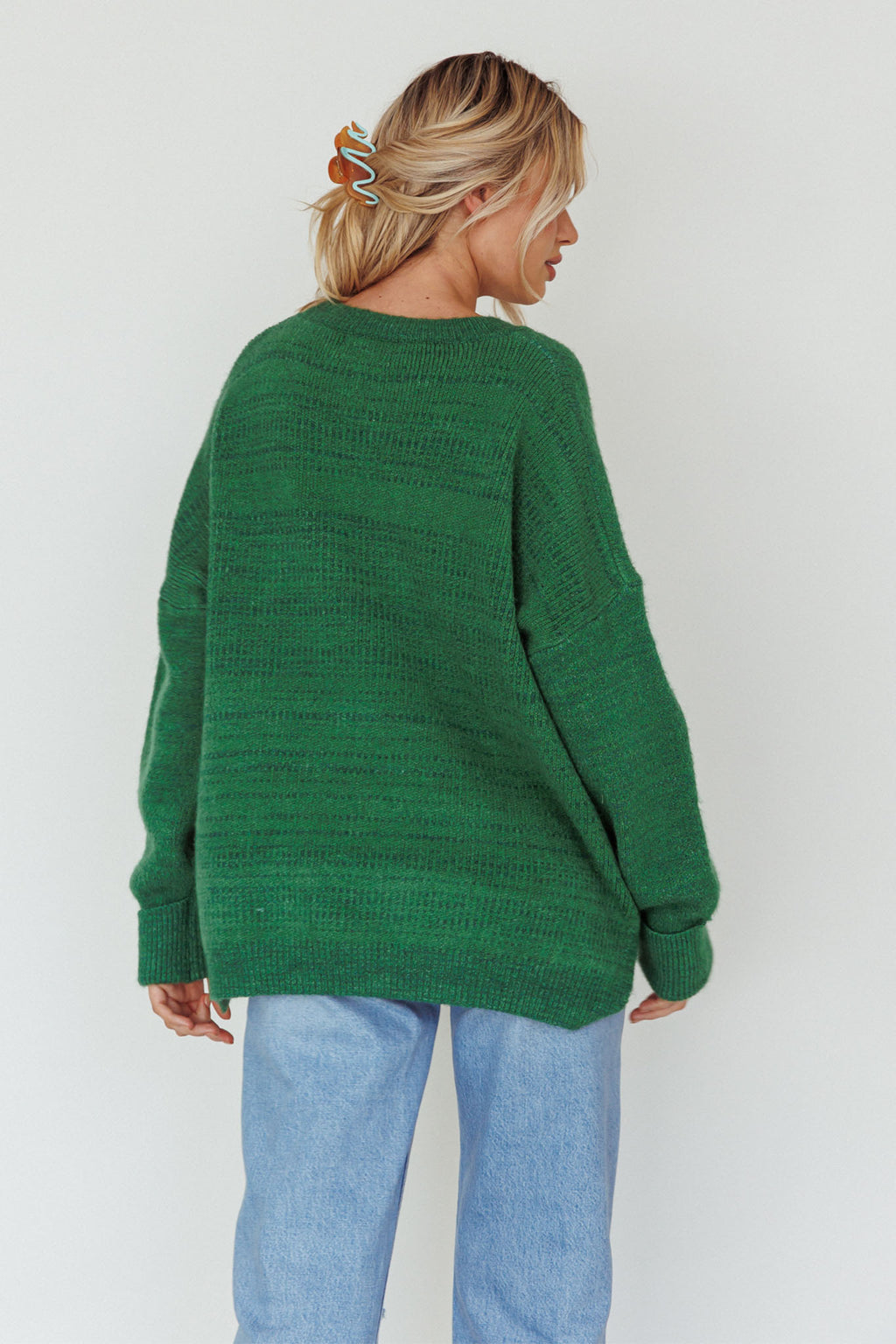 Kayce Dropped Shoulder Knit Sweater Green by Selfie Leslie