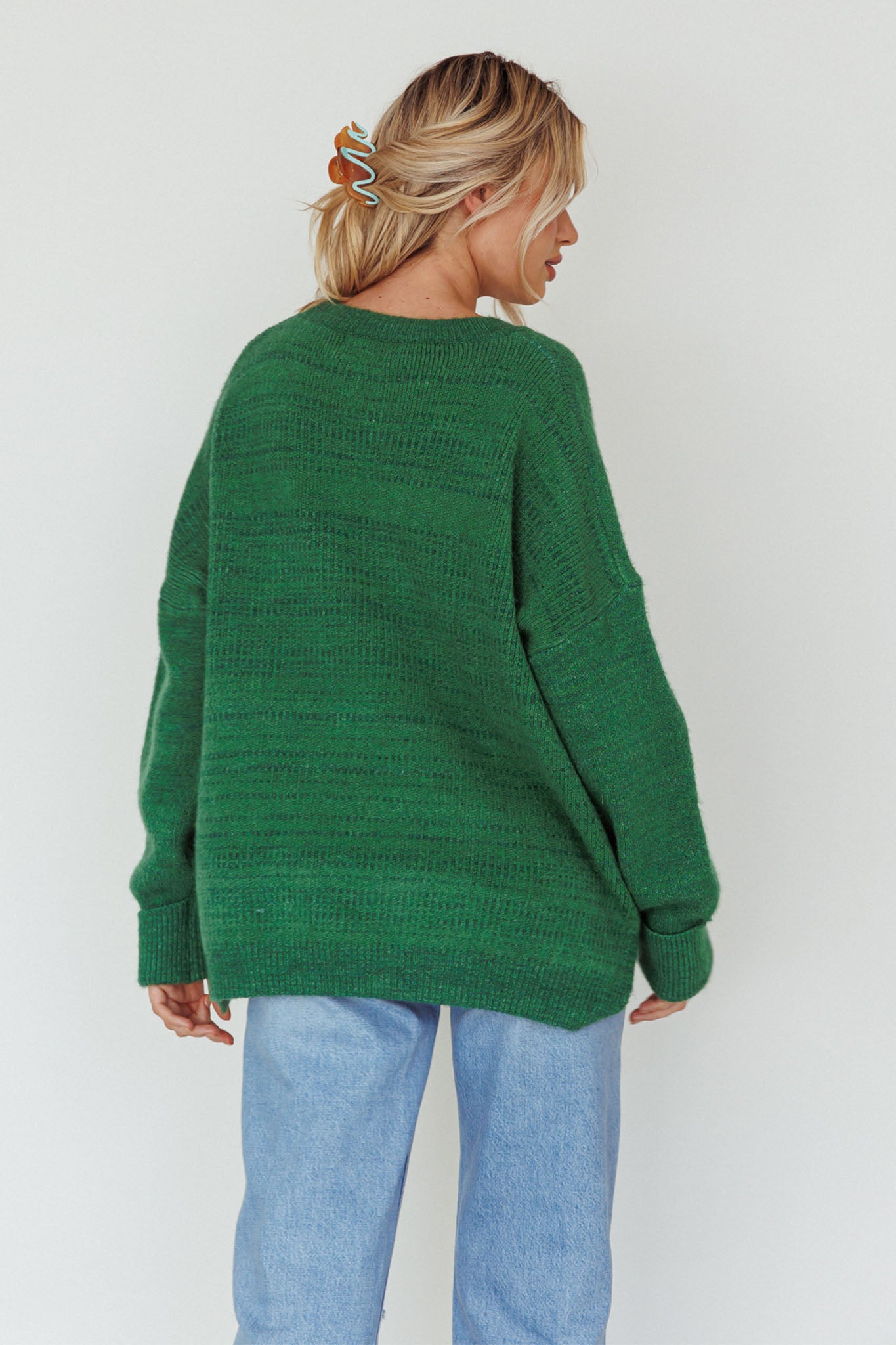 Kayce Dropped Shoulder Knit Sweater Green by Selfie Leslie