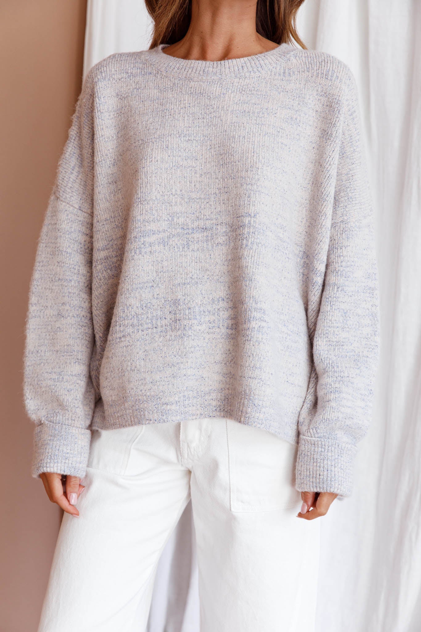 Kayce Dropped Shoulder Knit Sweater Grey by Selfie Leslie