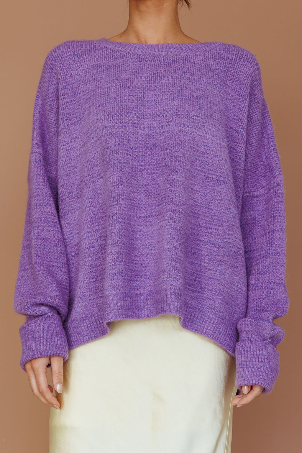 Kayce Dropped Shoulder Knit Sweater Purple by Selfie Leslie