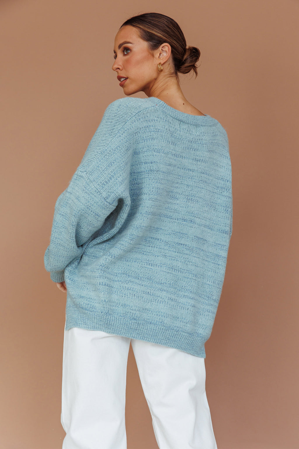 Kayce Dropped Shoulder Knit Sweater Sky Blue by Selfie Leslie