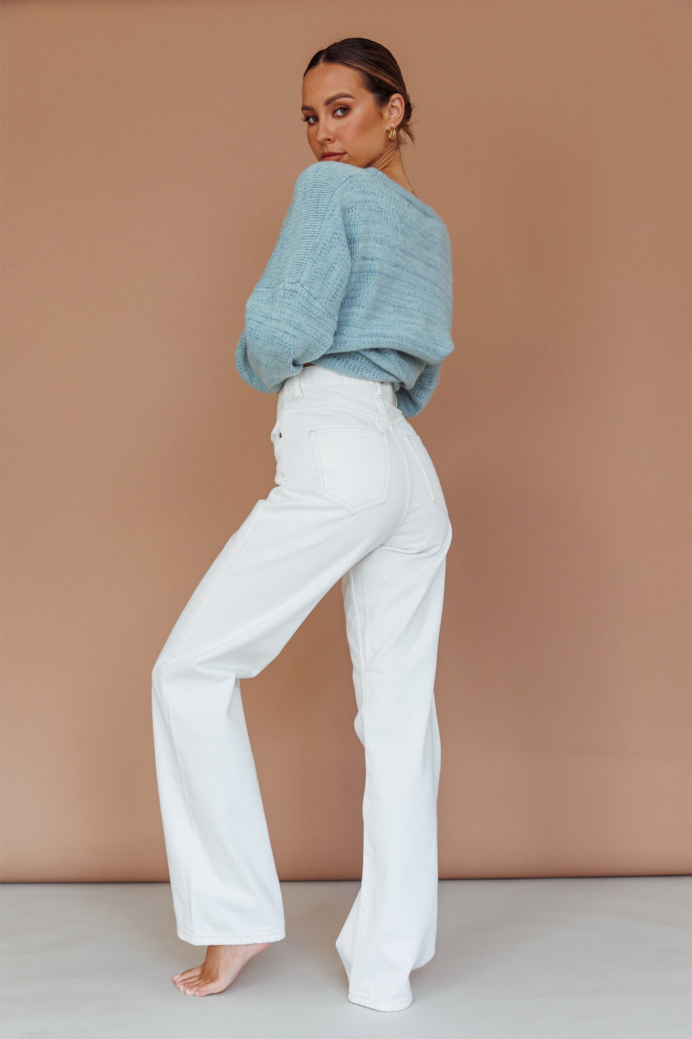 Kayce Dropped Shoulder Knit Sweater Sky Blue by Selfie Leslie