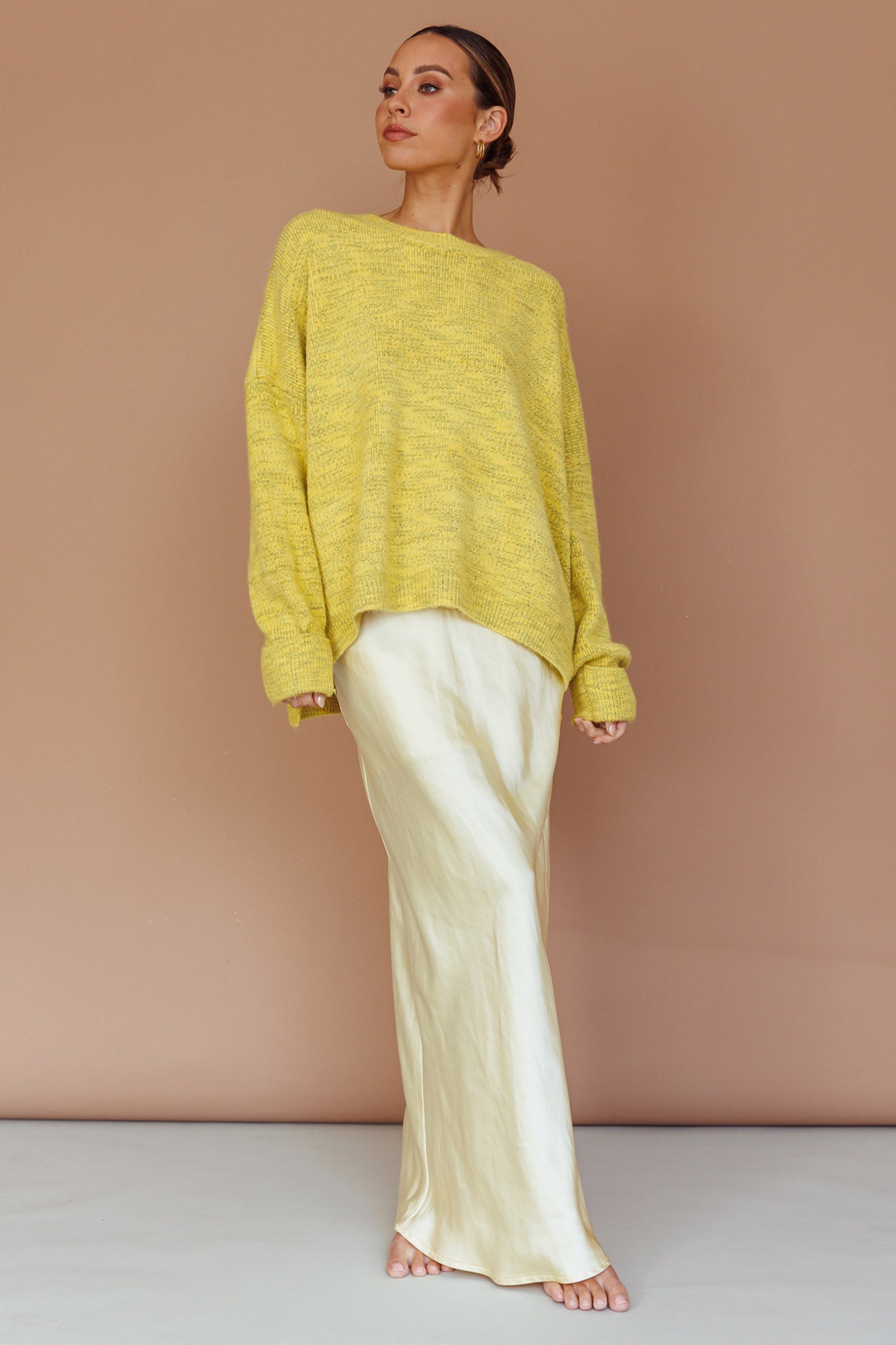 Kayce Dropped Shoulder Knit Sweater Yellow by Selfie Leslie