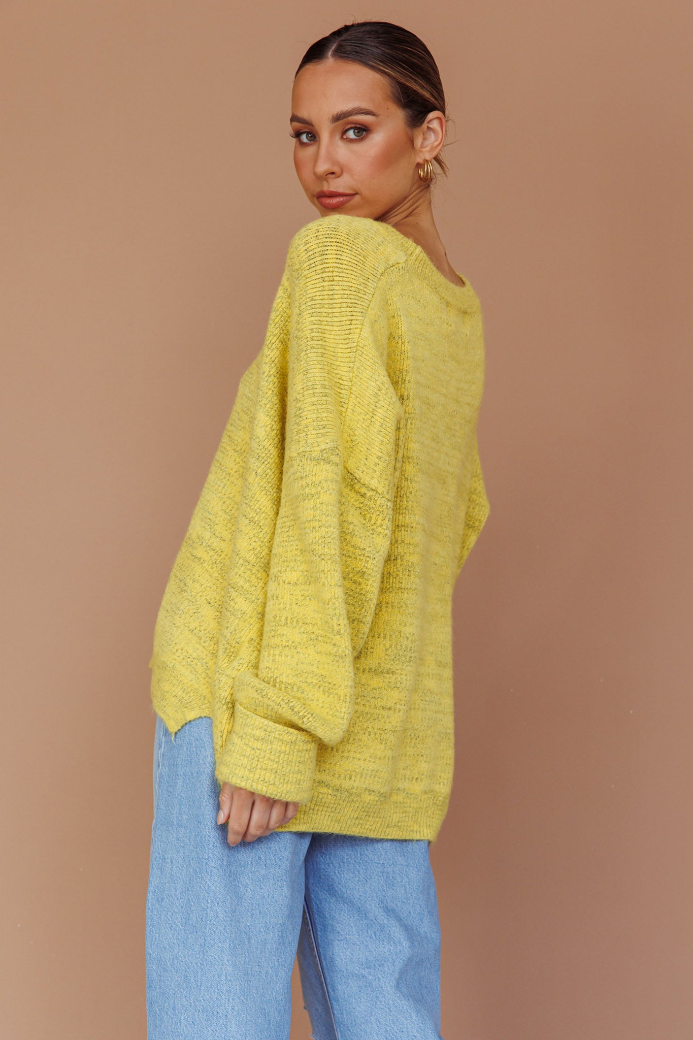 Kayce Dropped Shoulder Knit Sweater Yellow by Selfie Leslie