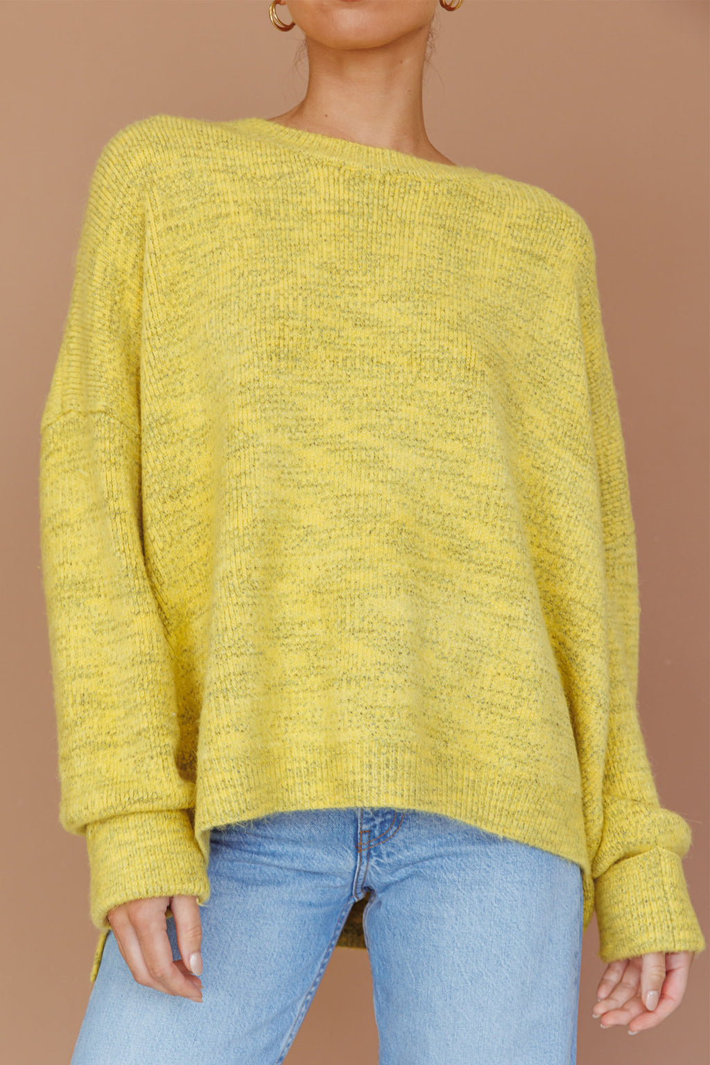 Kayce Dropped Shoulder Knit Sweater Yellow by Selfie Leslie