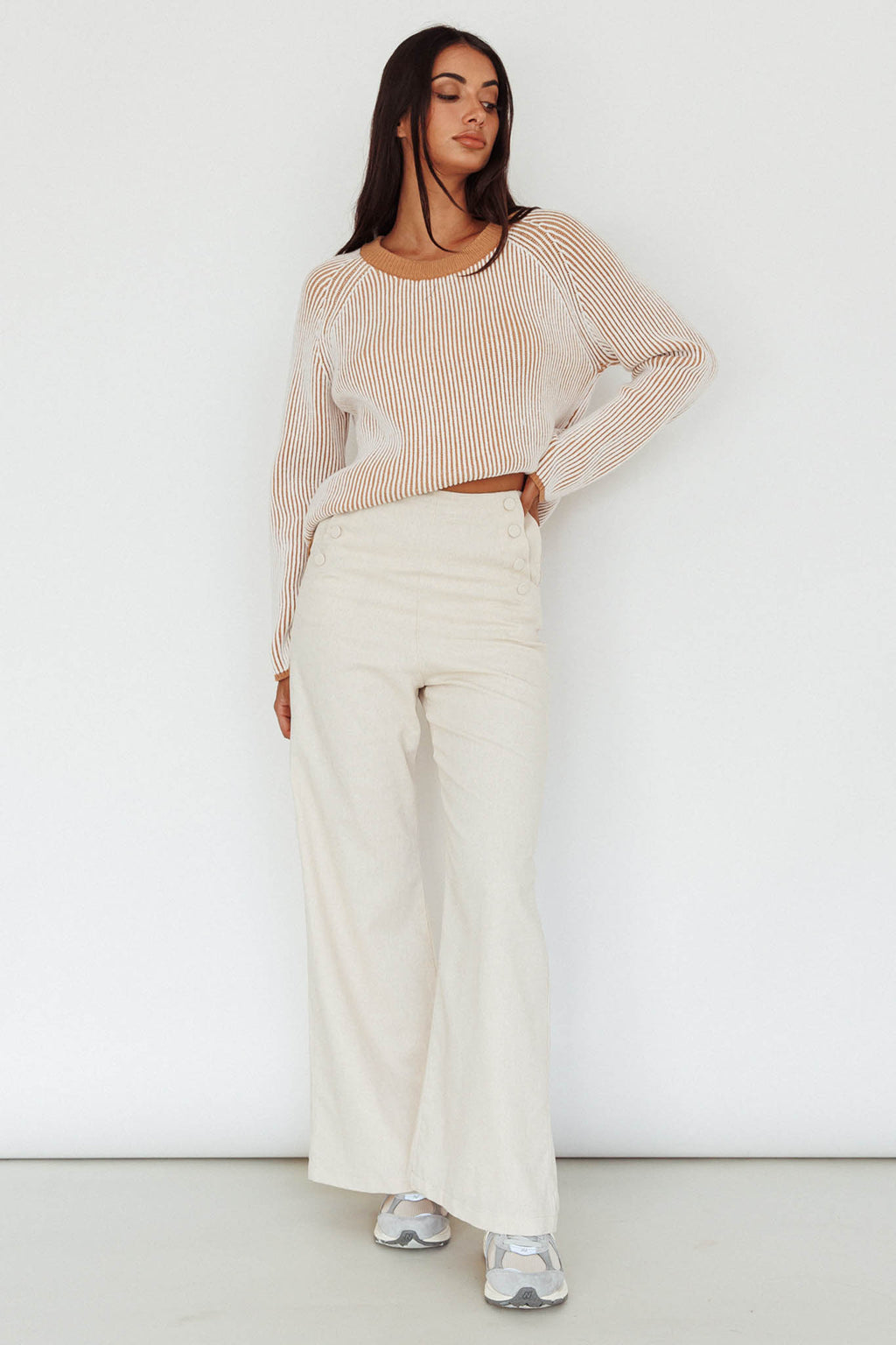 Trafalgur Ribbed Knit Sweater Camel by Selfie Leslie