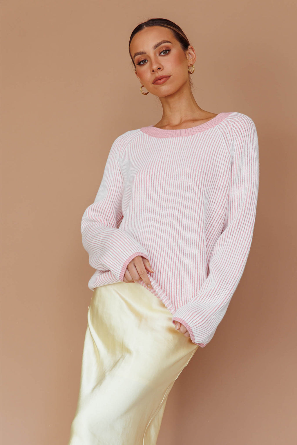Trafalgur Ribbed Knit Sweater Pink by Selfie Leslie