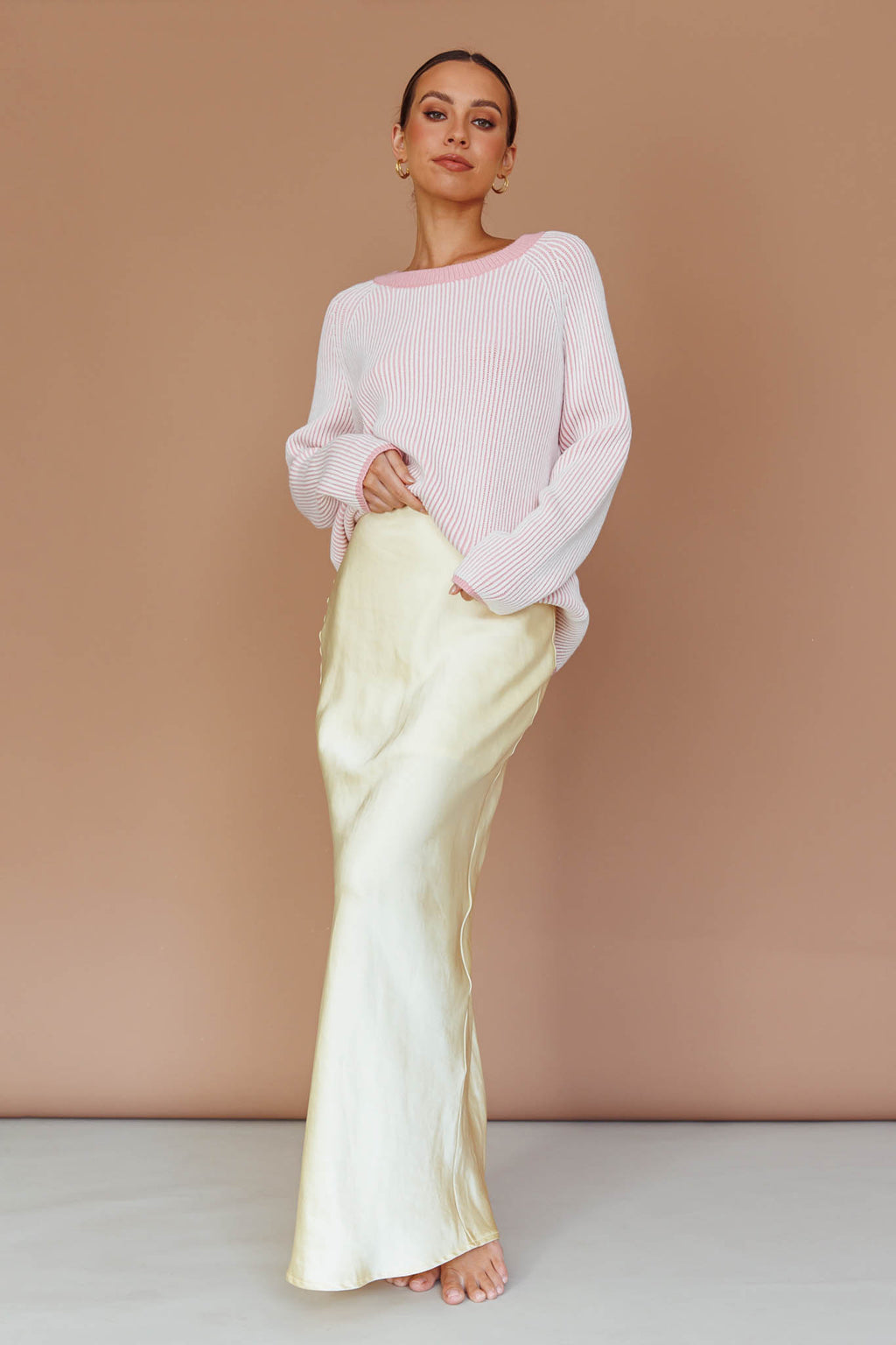 Trafalgur Ribbed Knit Sweater Pink by Selfie Leslie