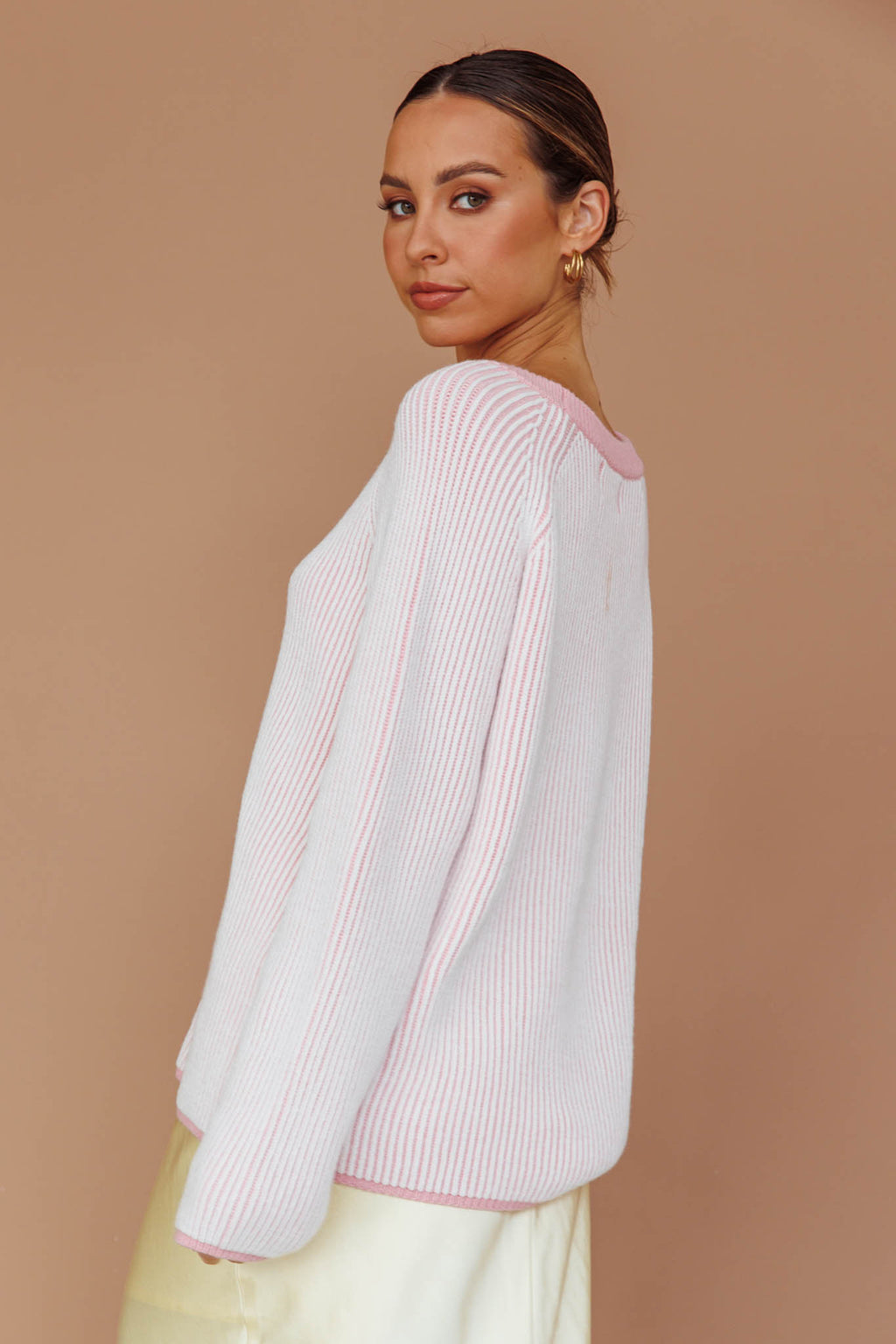Trafalgur Ribbed Knit Sweater Pink by Selfie Leslie