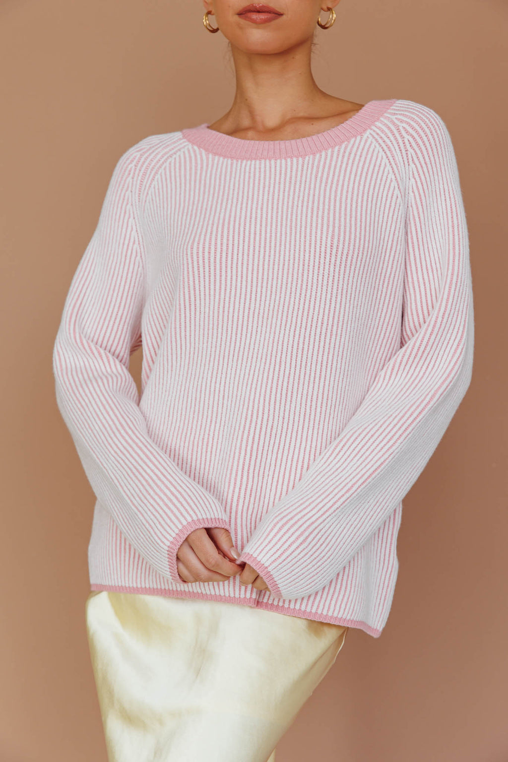 Trafalgur Ribbed Knit Sweater Pink by Selfie Leslie
