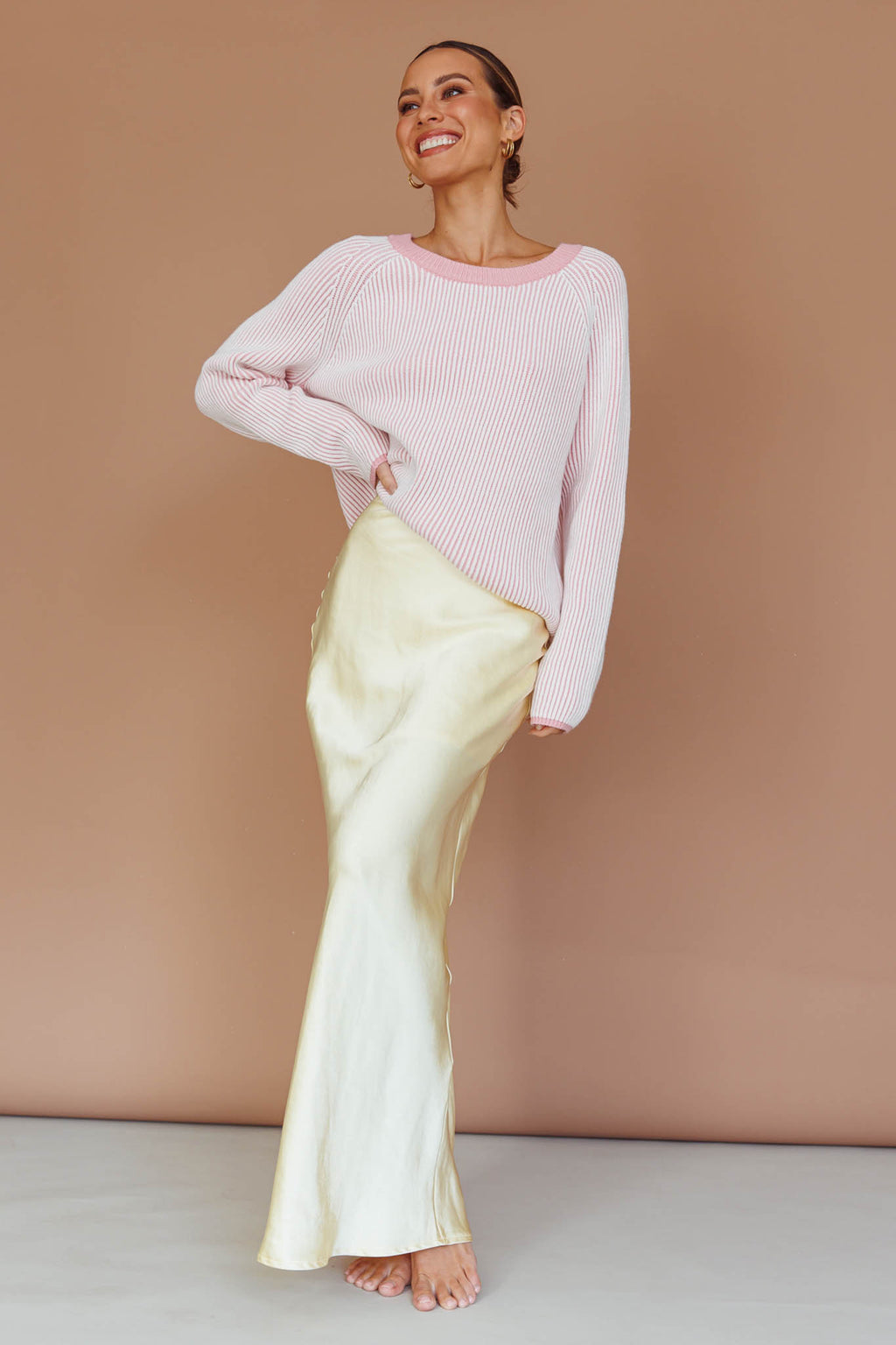 Trafalgur Ribbed Knit Sweater Pink by Selfie Leslie