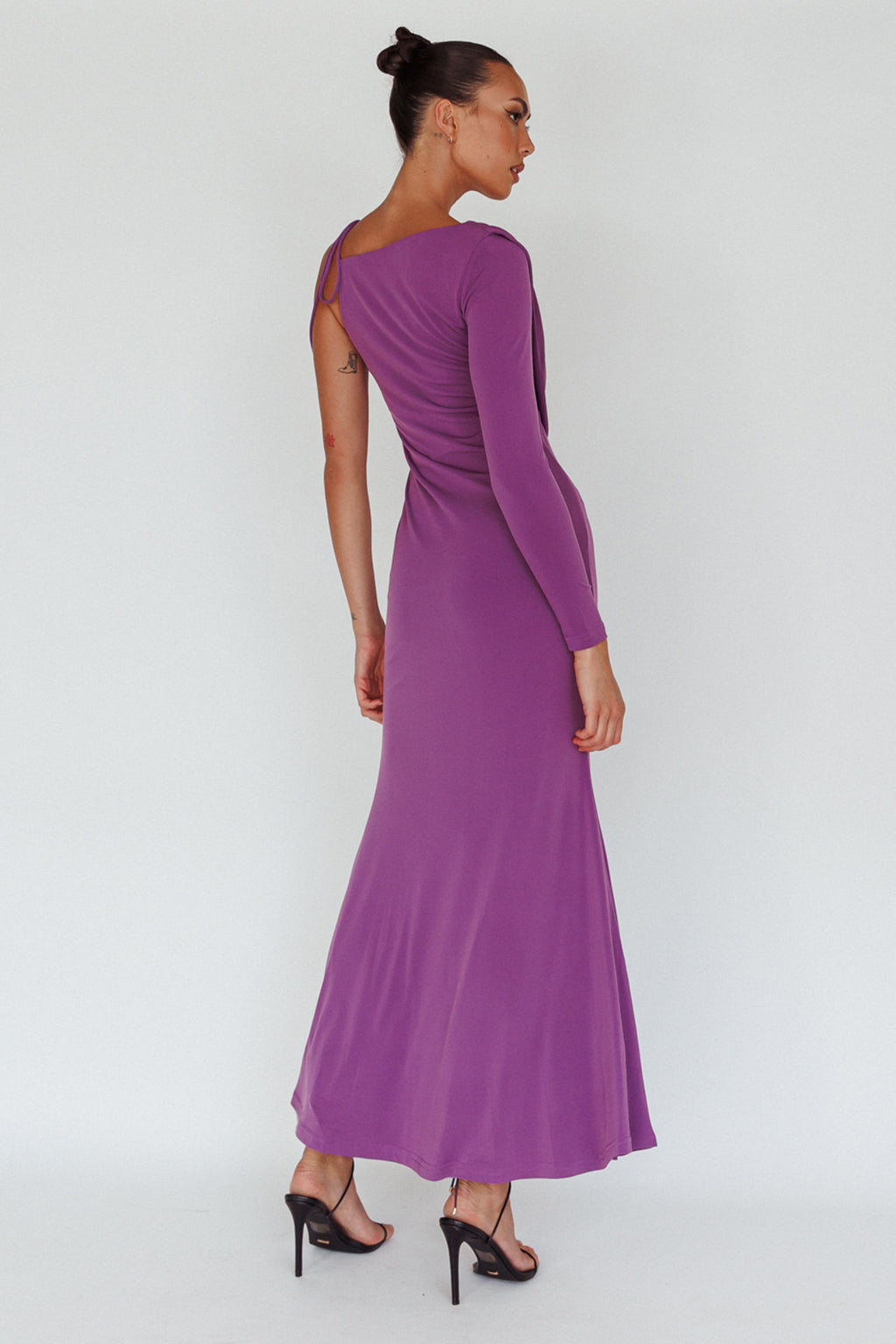 Star Walker One Sleeve Maxi Dress Purple by Selfie Leslie