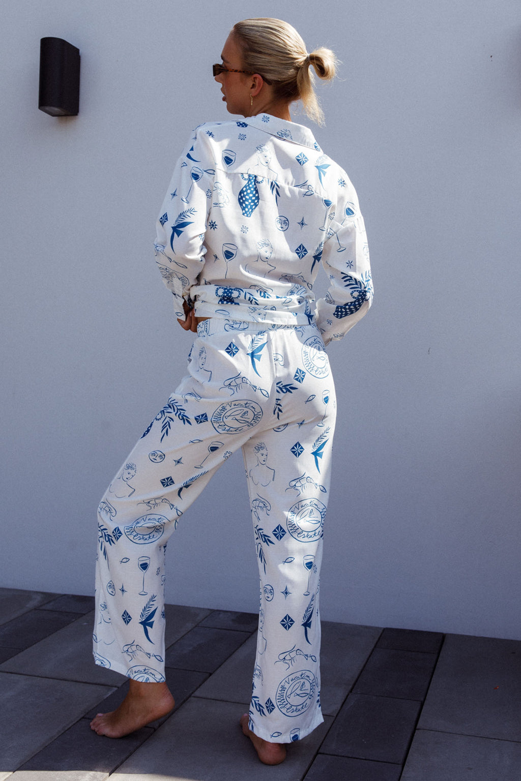 Weekend Bliss Pants Printed White by Selfie Leslie