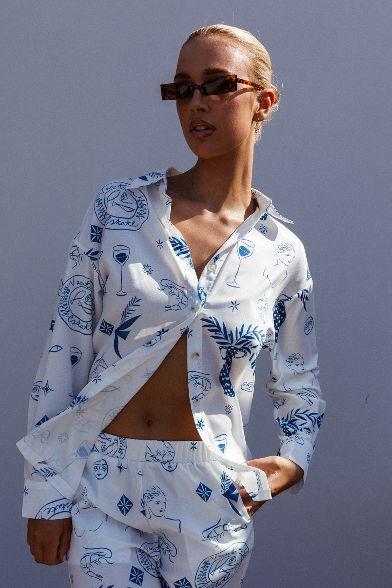 Weekend Bliss Long Sleeve Button Shirt White by Selfie Leslie