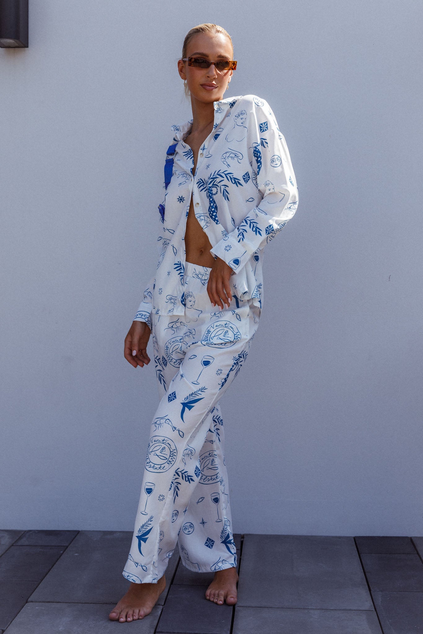 Weekend Bliss Long Sleeve Button Shirt White by Selfie Leslie