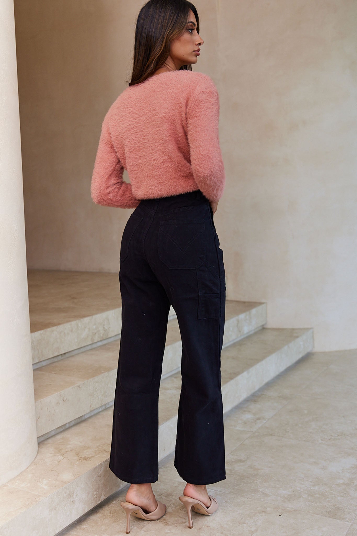 Elsa Long Sleeve Ruched Bust Sweater Rose by Selfie Leslie