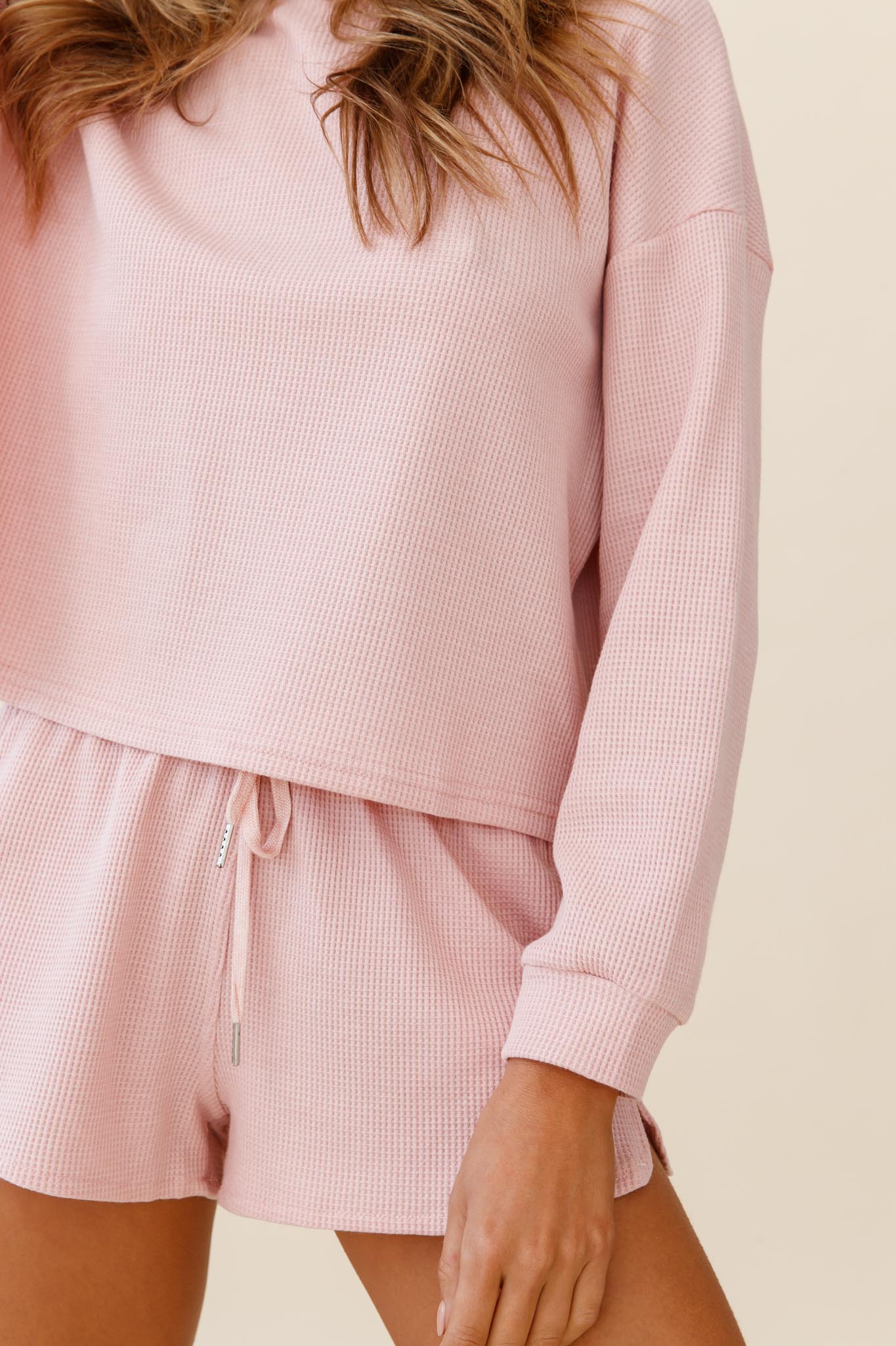Feels Like Sunshine Drawstring Lounge Shorts Blush by Selfie Leslie