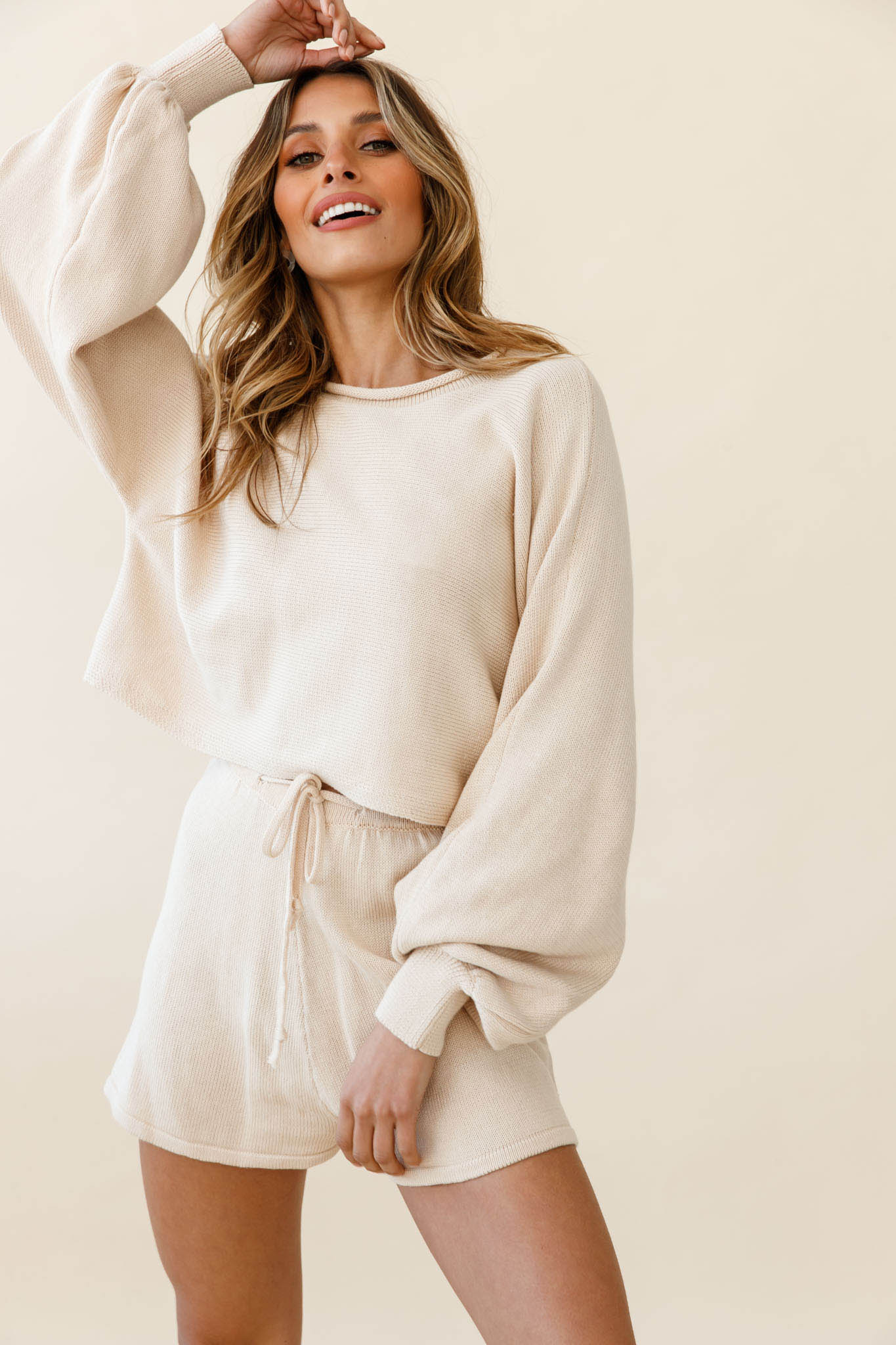 Easy Breezy Long Sleeve Midi Sweater Beige by Selfie Leslie