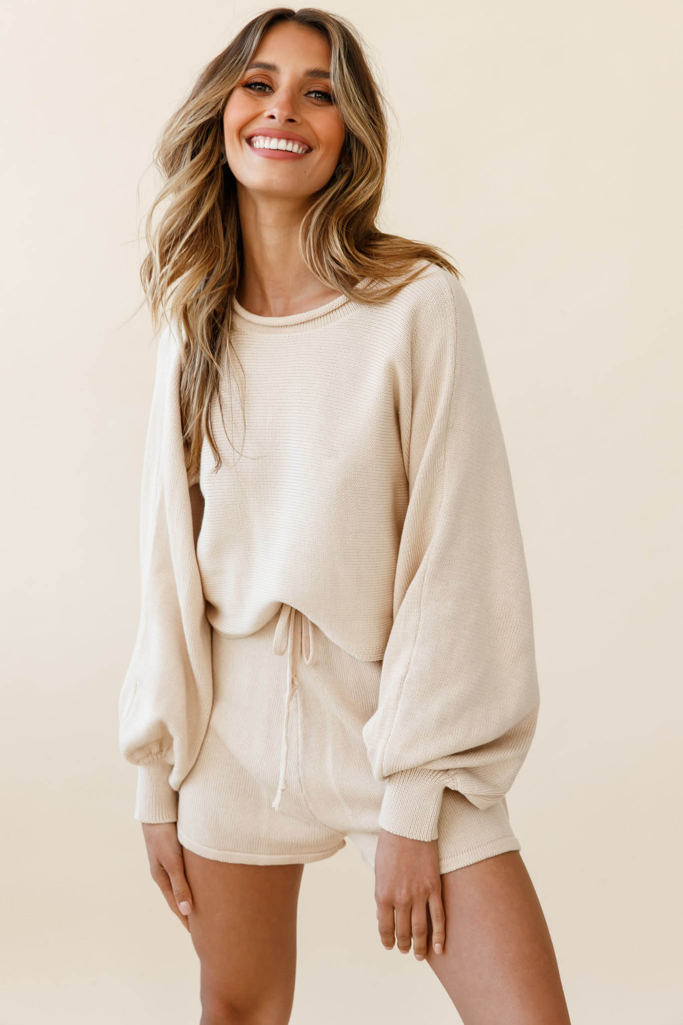 Easy Breezy Drawstring Waist Shorts Beige by Selfie Leslie