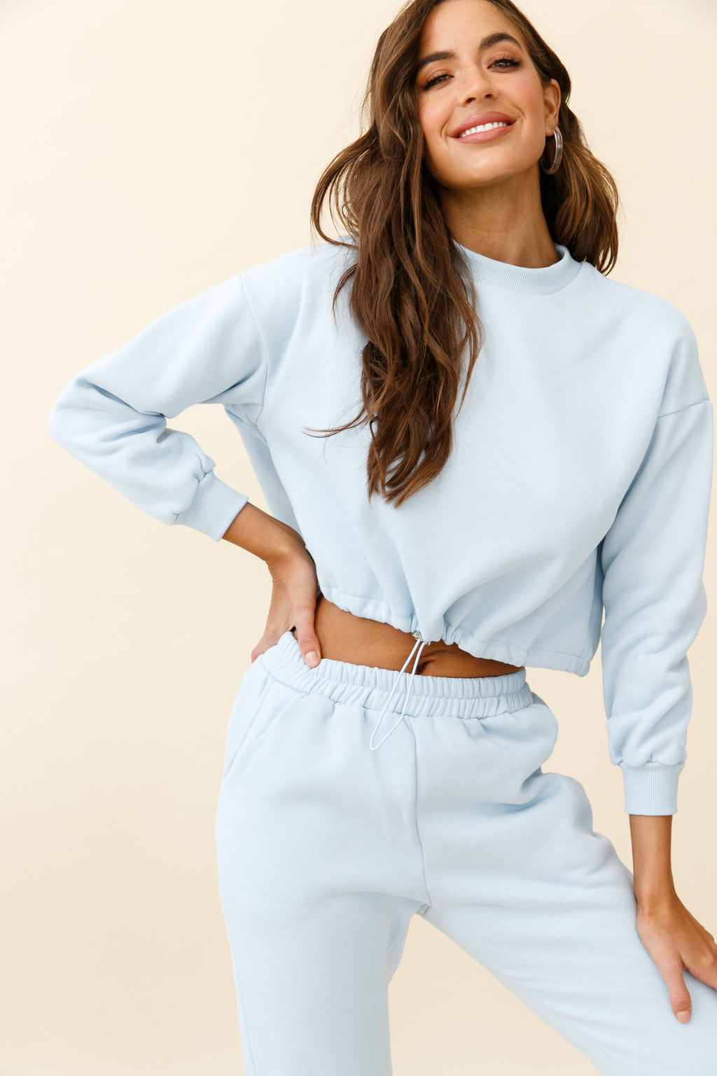 Monterey Long Sleeve Pull String Sweater Blue by Selfie Leslie