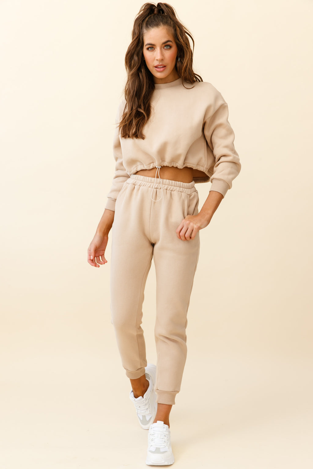 Monterey Long Sleeve Pull String Sweater Tan by Selfie Leslie