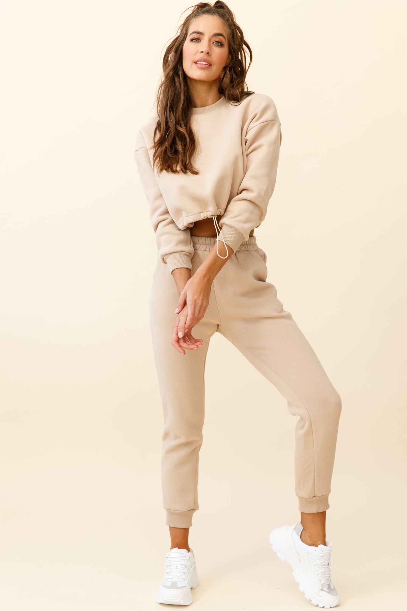 Monterey Elasticated Waist Jogger Pants Tan by Selfie Leslie