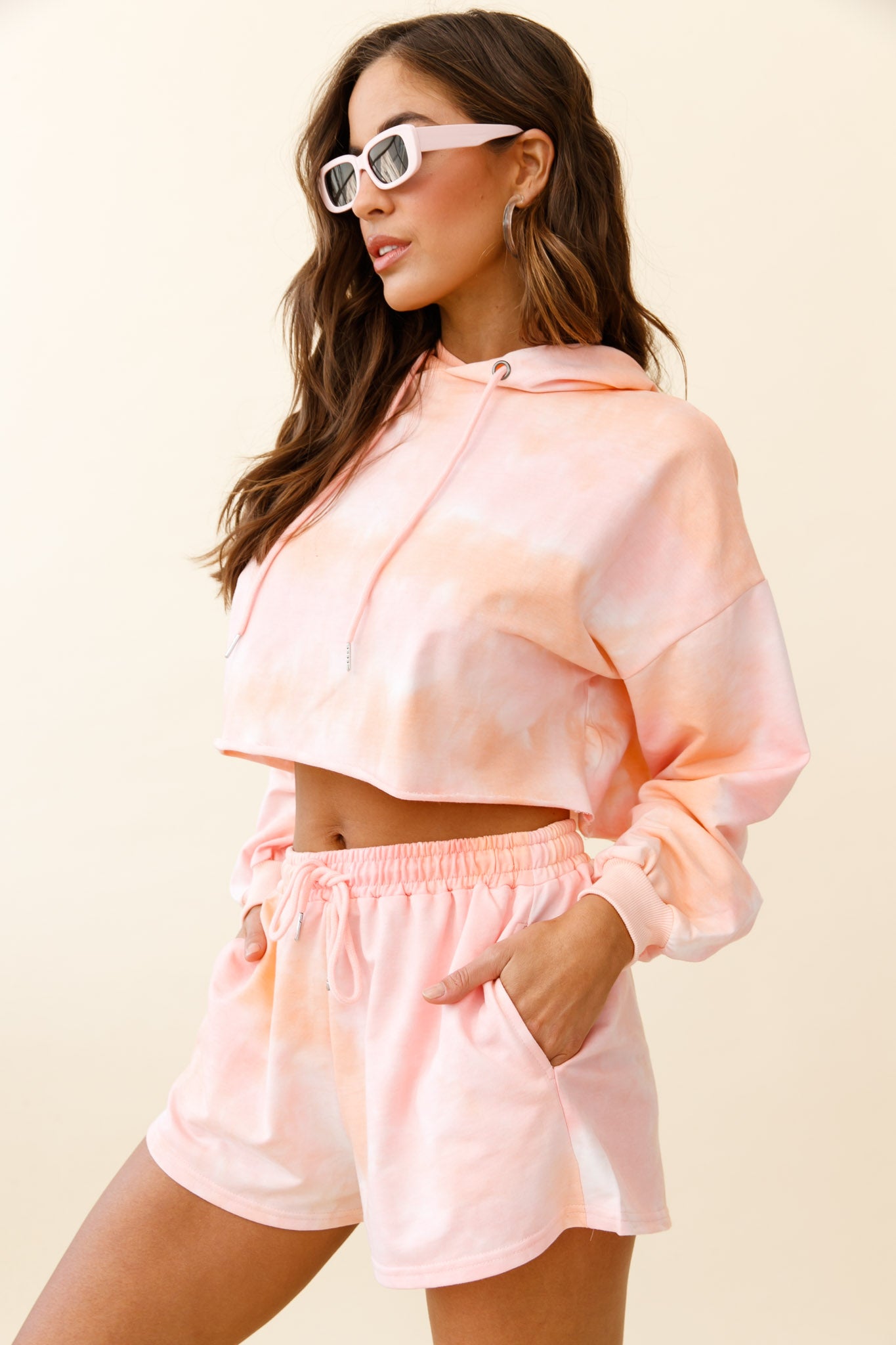 September Sun Drawstring Waist Shorts Pink by Selfie Leslie