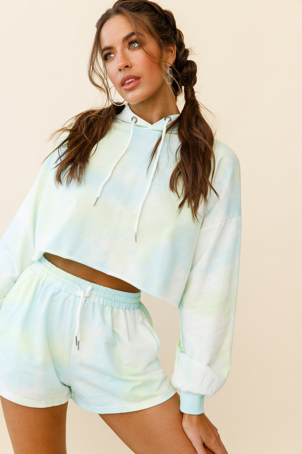 September Sun Crop Length Hoodie Green by Selfie Leslie