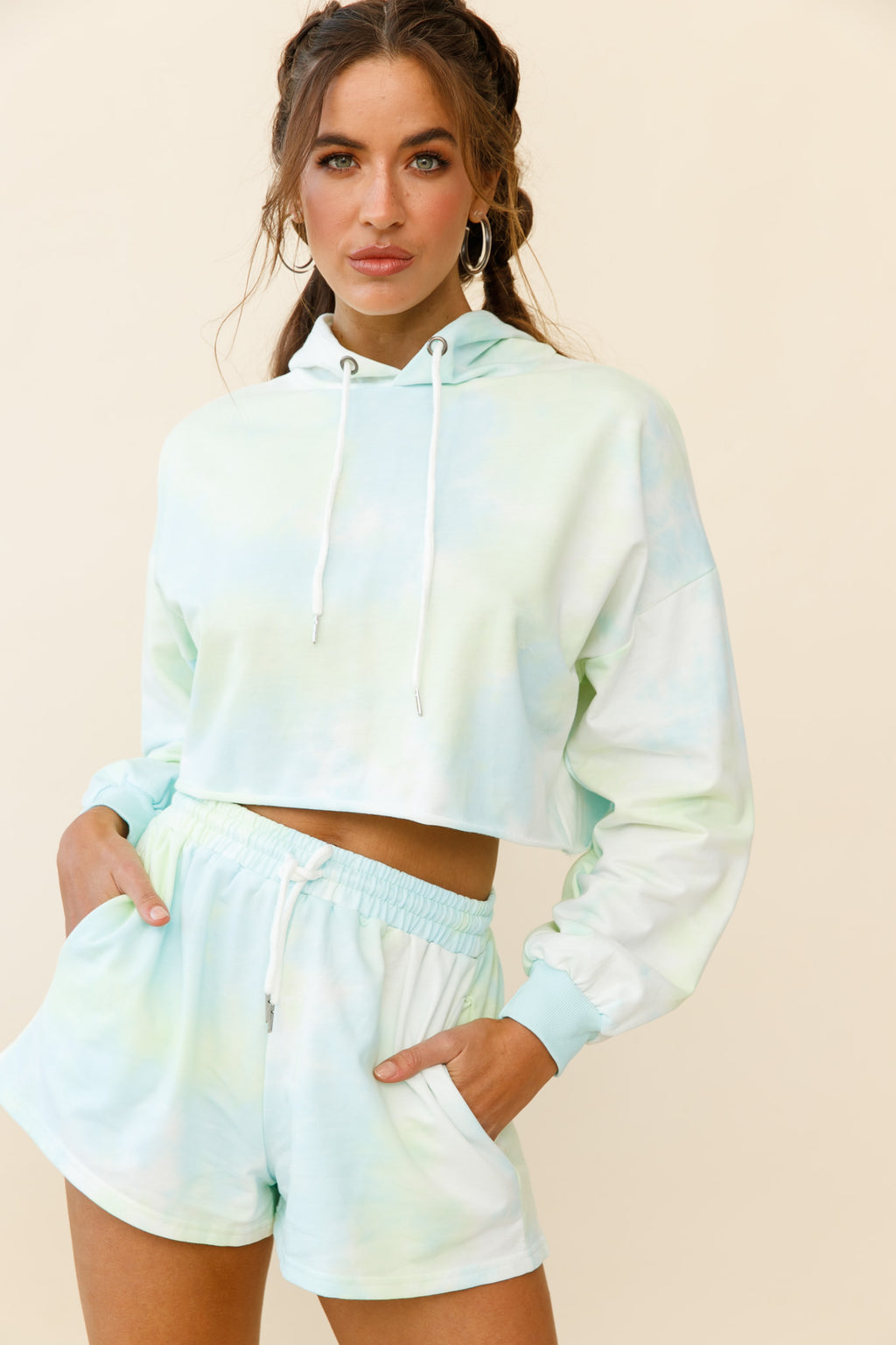 September Sun Crop Length Hoodie Green by Selfie Leslie
