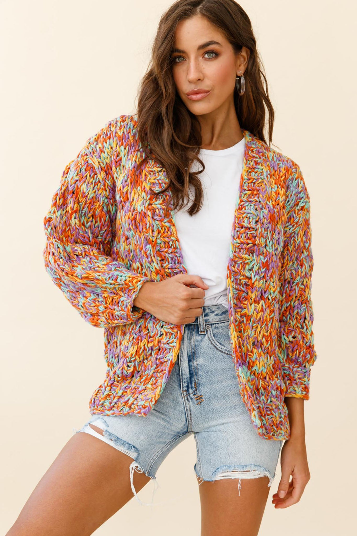 Santa Ana Chunky Knit Cardigan Funfetti by Selfie Leslie