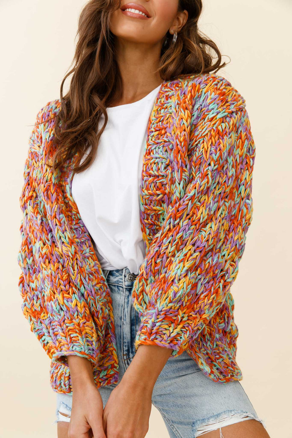 Santa Ana Chunky Knit Cardigan Funfetti by Selfie Leslie