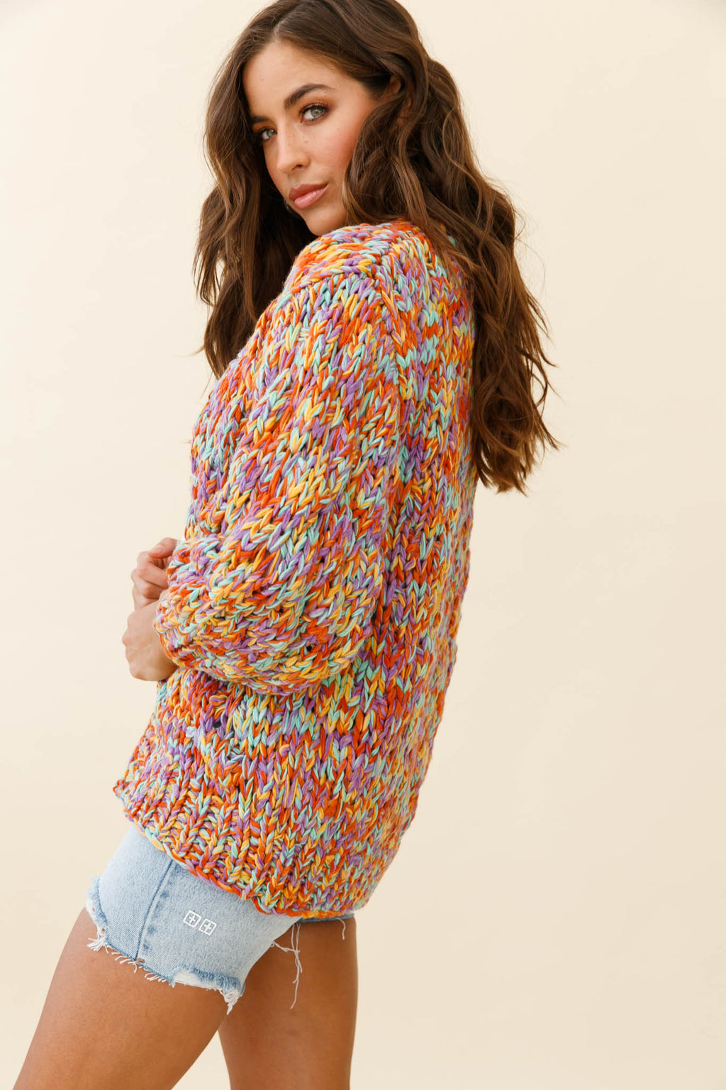Santa Ana Chunky Knit Cardigan Funfetti by Selfie Leslie