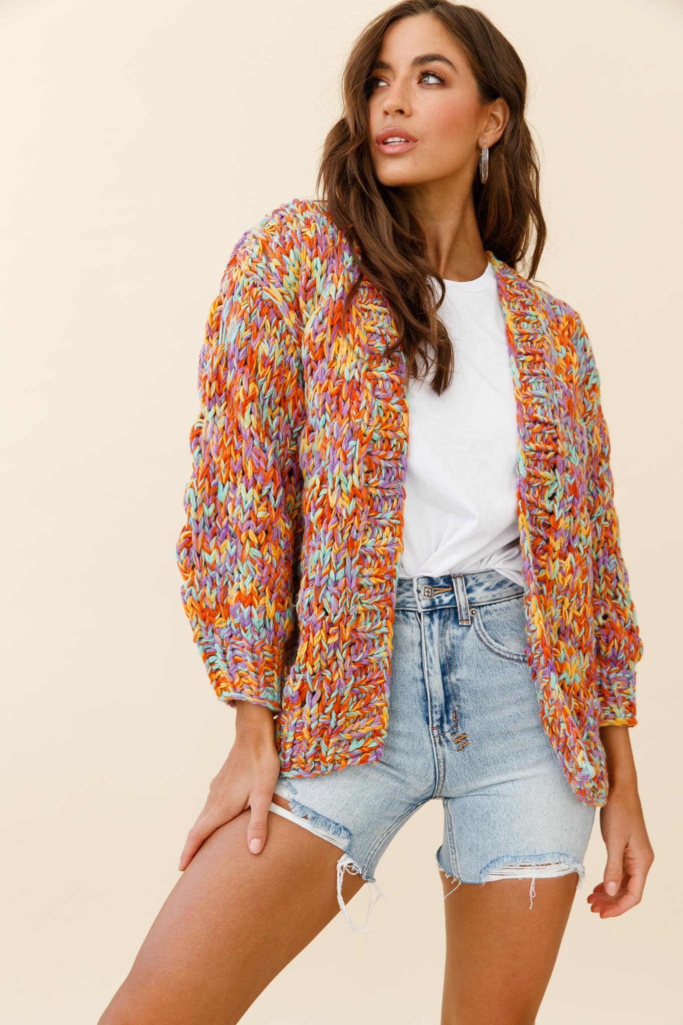 Santa Ana Chunky Knit Cardigan Funfetti by Selfie Leslie
