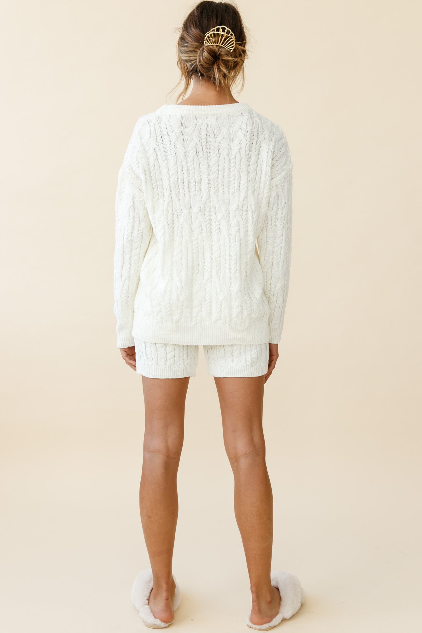 Colorado Cable Knit Sweater Cream by Selfie Leslie