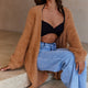 Hold The Phone Long Sleeve Fuzzy Duster Cardigan Tan