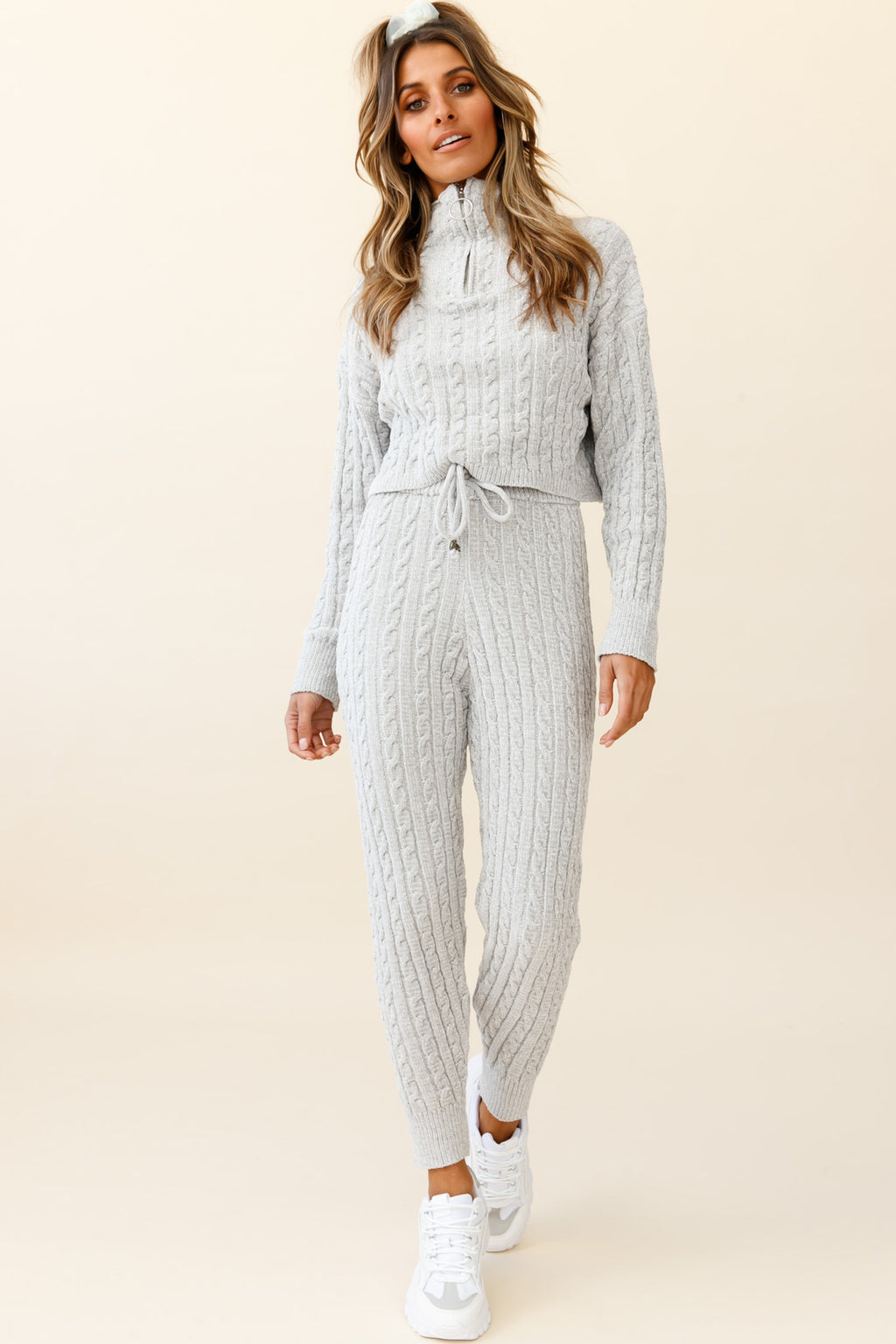 Breckenridge Long Cable Knit Pants Grey by Selfie Leslie