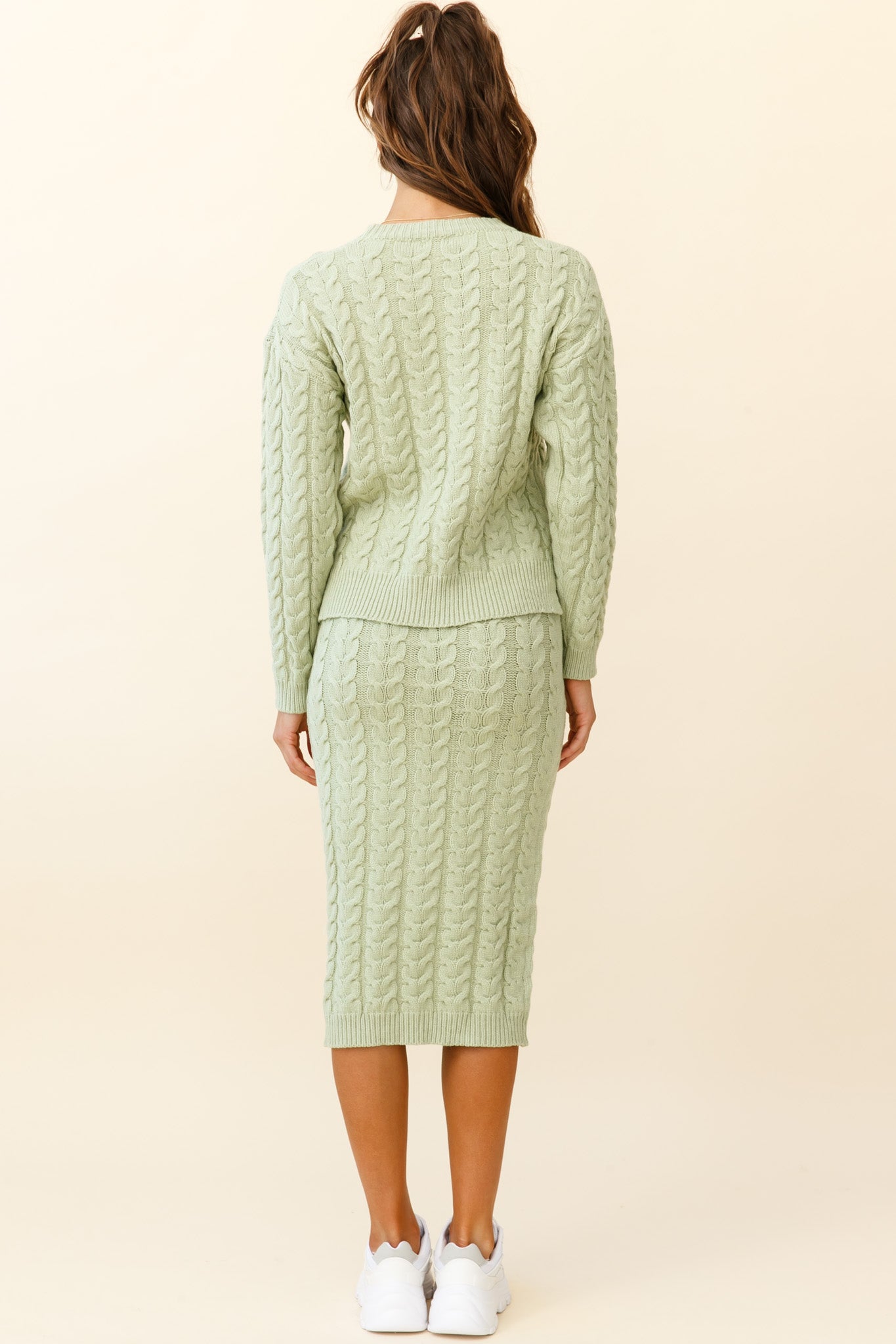 slim fit dress slacks Baby & Toddler Girls Eden Green Cable Knit Sweater Dress