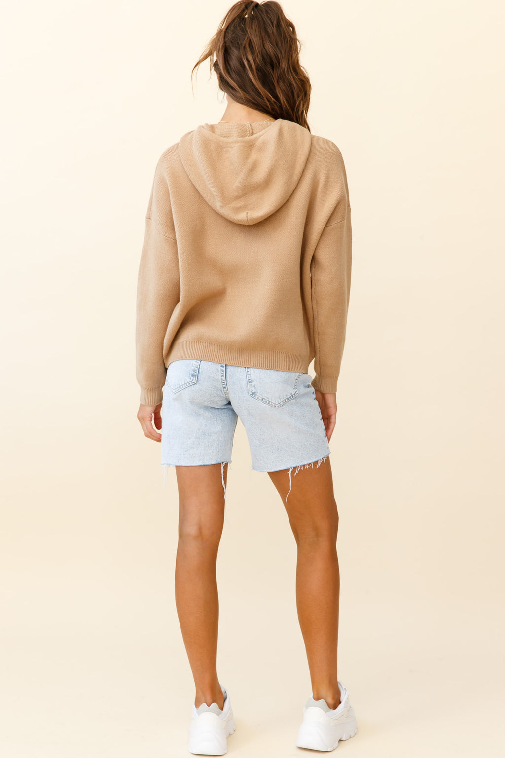 Nightrider Drop Sleeve Hooded Sweater Camel by Selfie Leslie