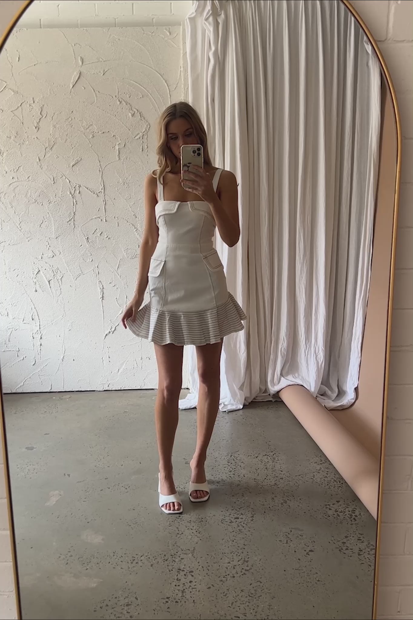 Riverside Ruffle Hem Mini Dress White