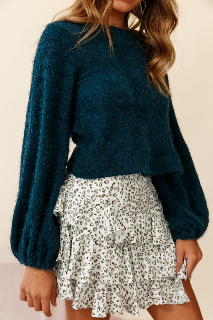 Let Them Eat Cake Triple Ruffle Skirt Leopard Print White by Selfie Leslie