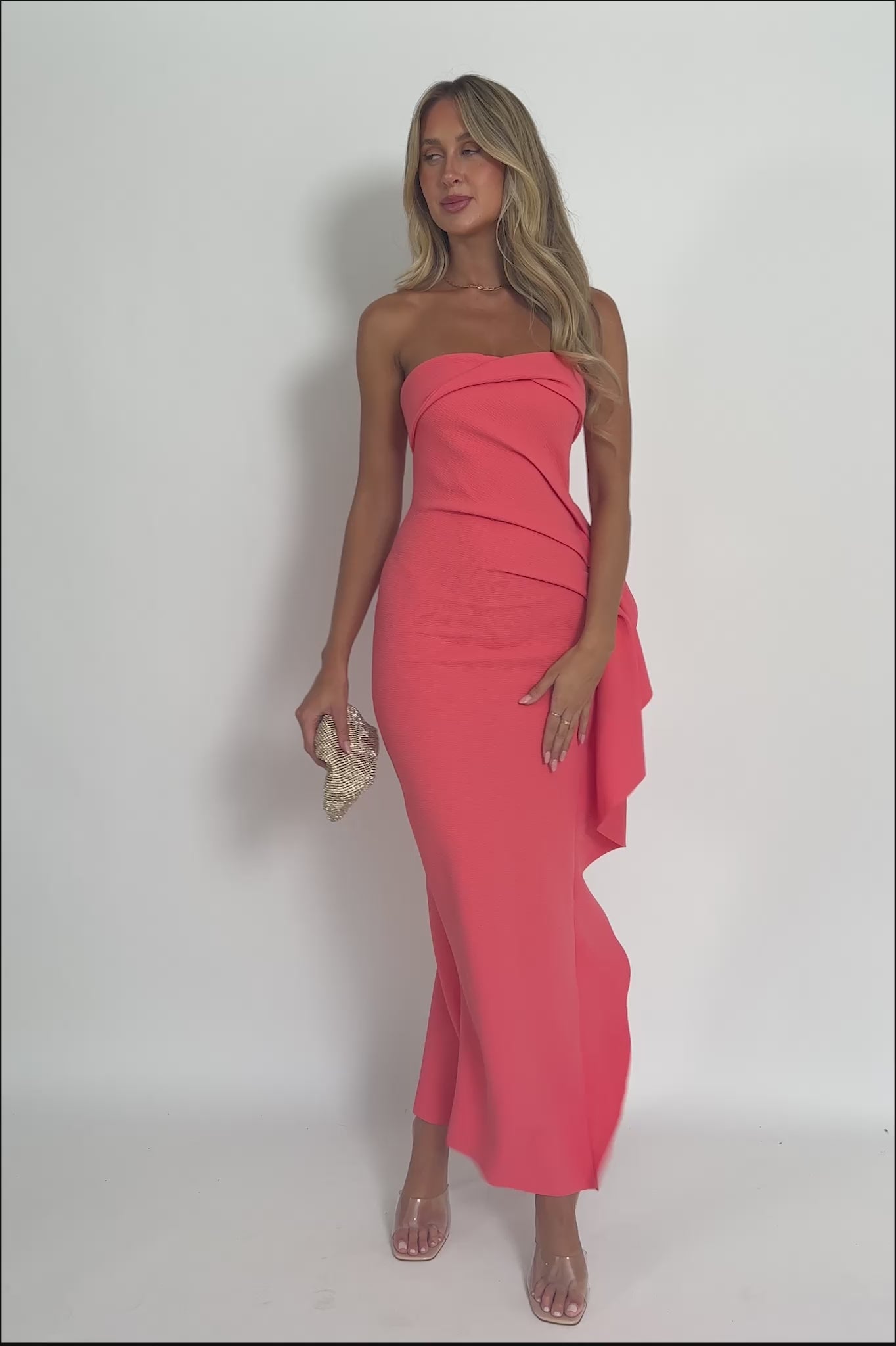 Sasha Cascade Ruffle Midi Dress Watermelon