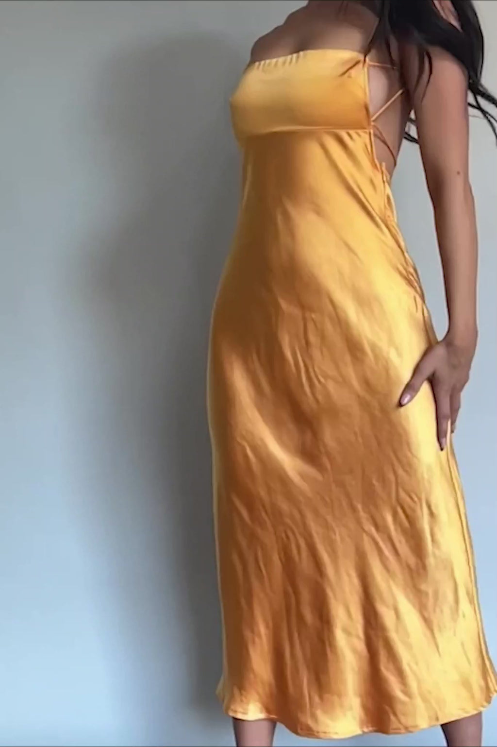 Dolce Life Low Back Midi Dress Orange