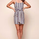 Silvia Fitted Striped Bow Tie Dress Navy