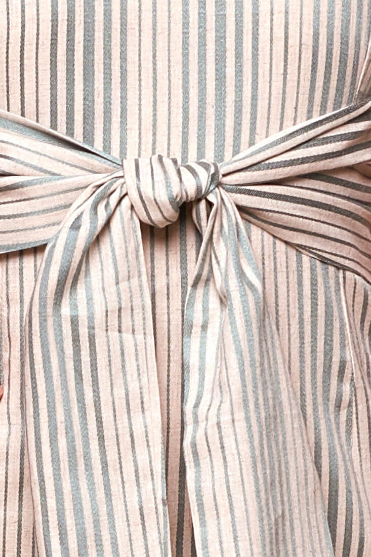 Silvia Fitted Striped Bow Tie Dress Green Olive by Selfie Leslie