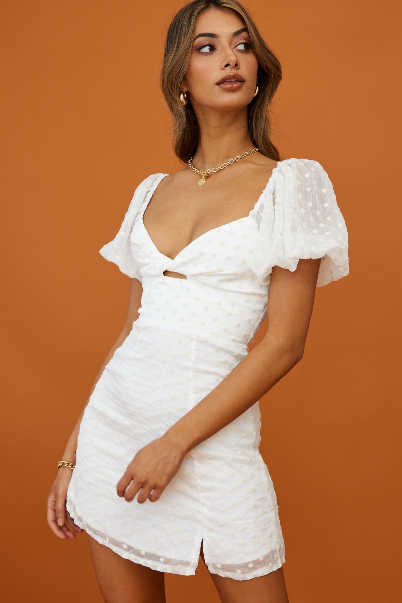 molli mini dress Molli Cami Strap Twist Feature Mini Dress Textured Floral Mocha
