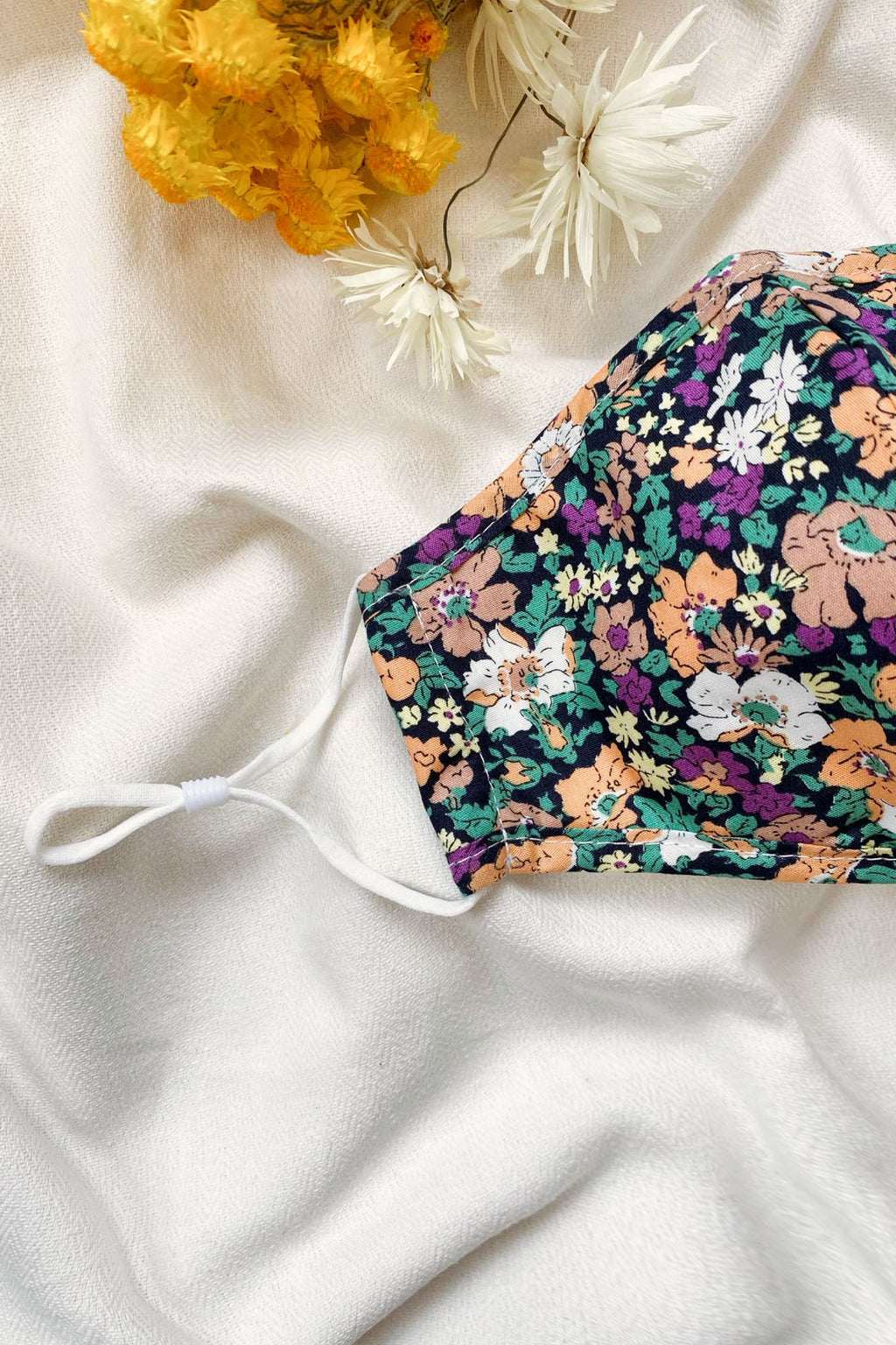 Wildflower Mask Floral Print Black by Selfie Leslie