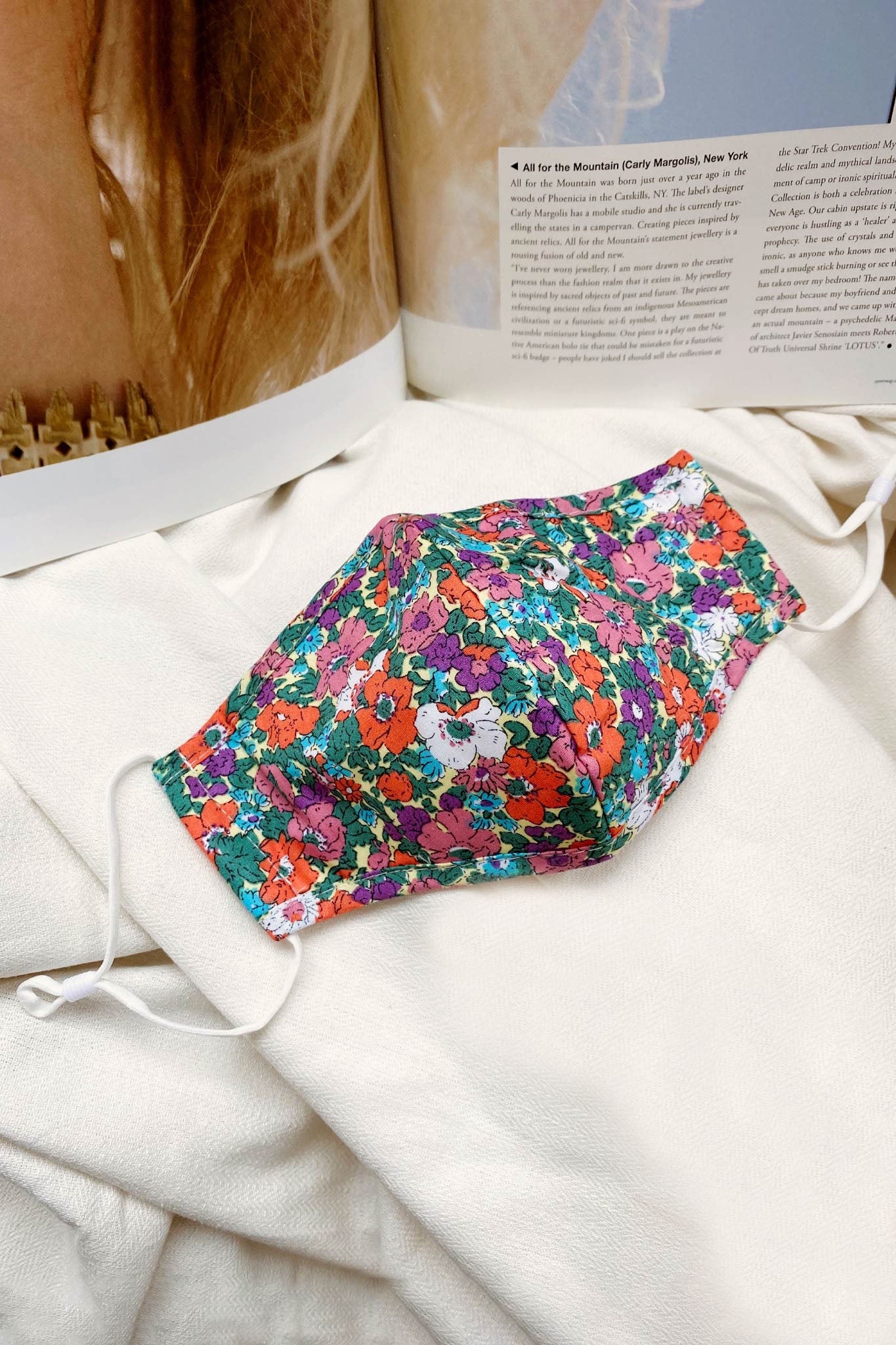 Wildflower Mask Floral Print Orange by Selfie Leslie